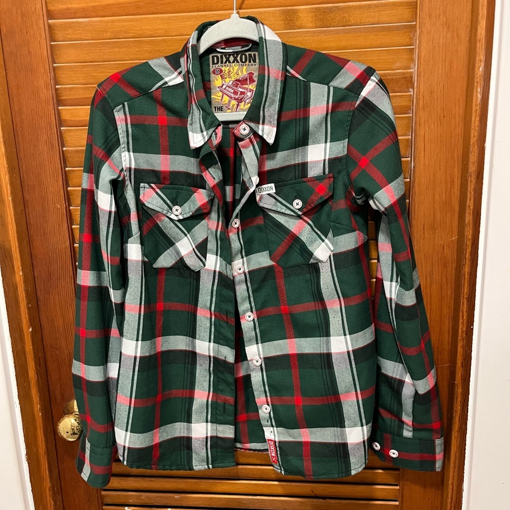 DIXXON Green Red White Plaid Button-Down Work Shirt